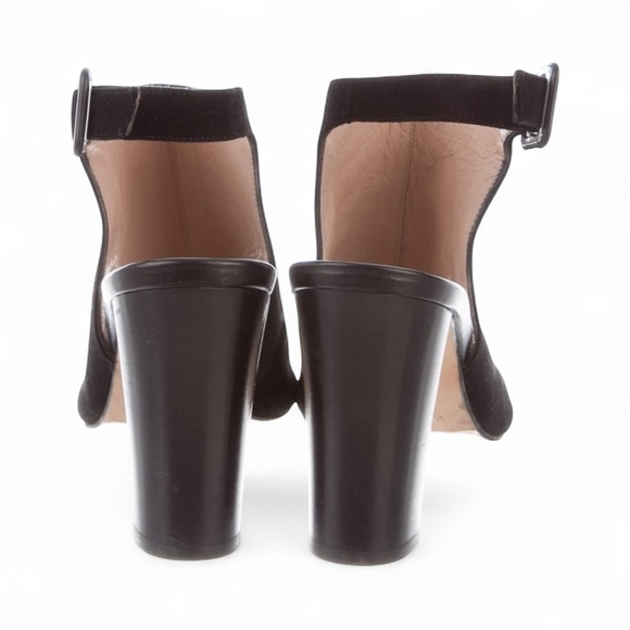 Black Suede Open Toe Slingback Bootie| Barneys of New York Luxury Heels - Picture 4 of 7